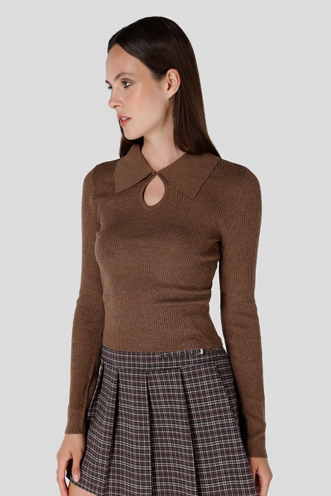 COLIN'S, Pulover slim fit cu decupaj, Maro