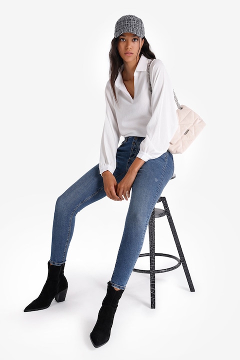 COLIN'S, Blugi skinny cu nasturi, Albastru inchis