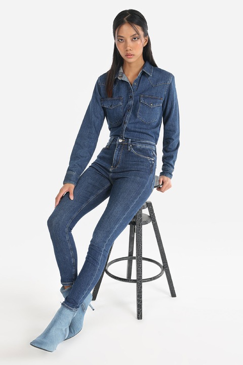 COLIN'S, Blugi skinny cu talie inalta, Bleumarin