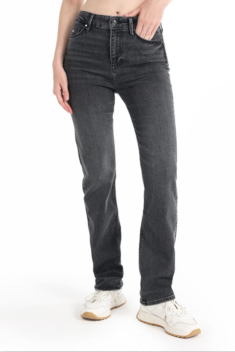 COLIN'S, Blugi cu talie medie si aspect decolorat, Gri inchis