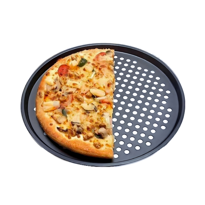 Tava de cuptor pentru pizza, inox, rotunda, 33 cm, Kitch