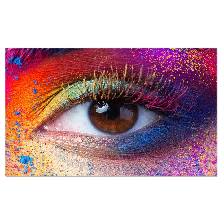 Tablou Canvas: Culori vibrante - festivalul Holi, machiaj, creativitate, frumusete 40x25CM