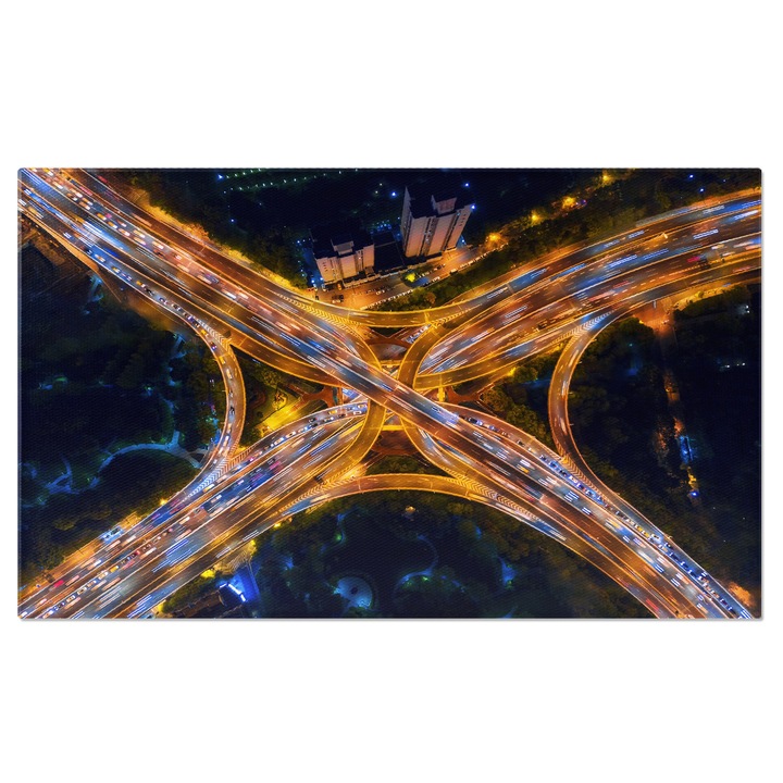 Tablou Canvas - Orasul Luminilor: Intersectii in Shanghai 40x25CM