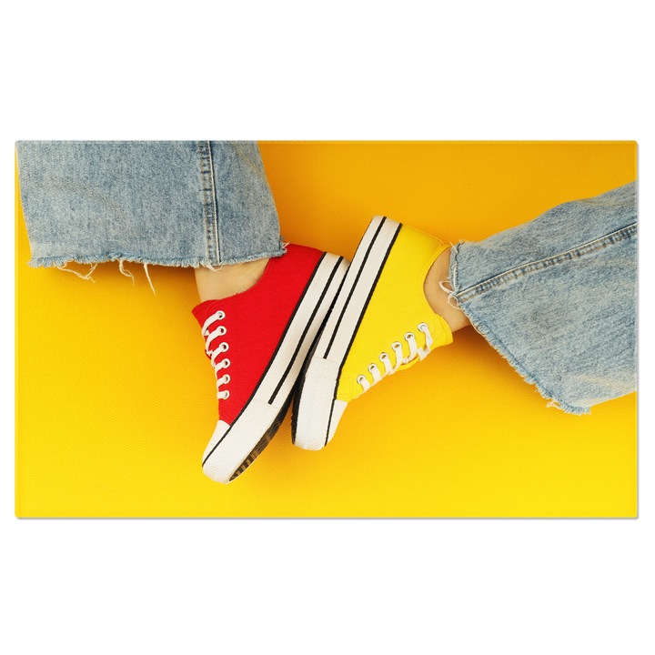 Tablou Canvas: Tineret si Moda in Sneakersi - Un Amestec de Tineret si Stil la Fiecare Pas 100x70CM