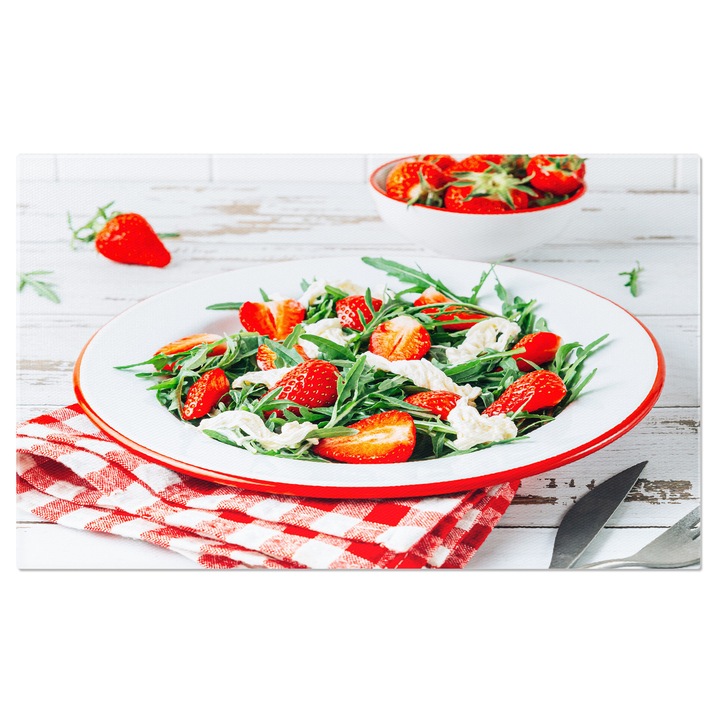 Tablou Canvas Cu Salata de Capsuni si Stracciatella: Bucatarii Gourmet 70x50CM