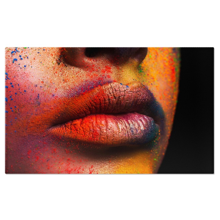 Tablou Canvas - Arta machiajului: Culorile Holi, Bucati de vise, Frumusete exploziva 40x25CM