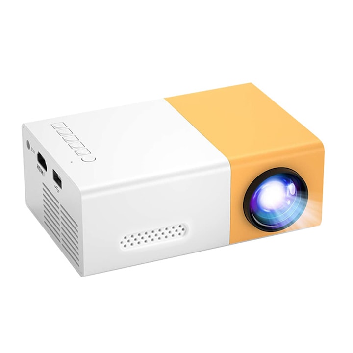 Мини проектор, GOGOU, 1080P, преносим, 126.4x85.8x47.7 cm, бял/жълт
