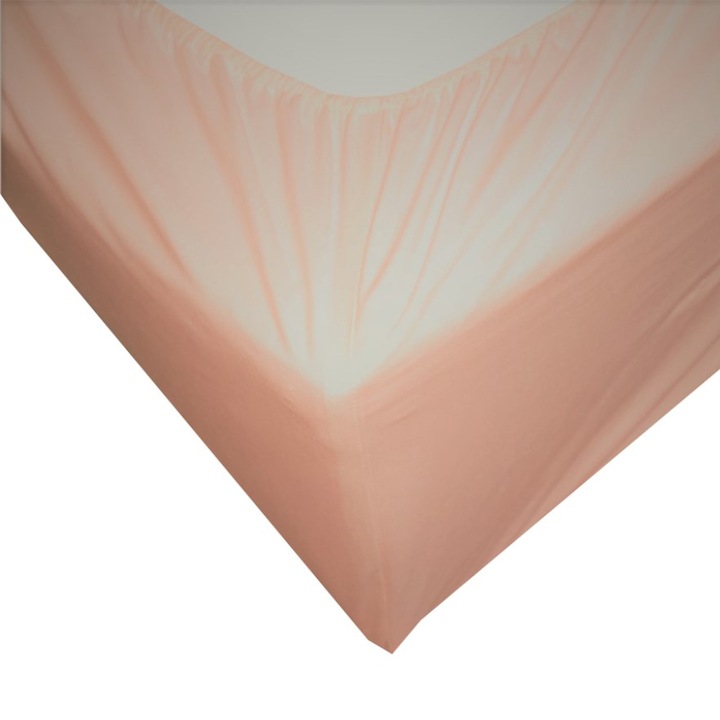 Cearsaf cu elastic pentru pat de 200 x 200 x 40 cm, Casa Bucuriei, somon, bumbac organic lux 100%, 280 cm x 280 cm