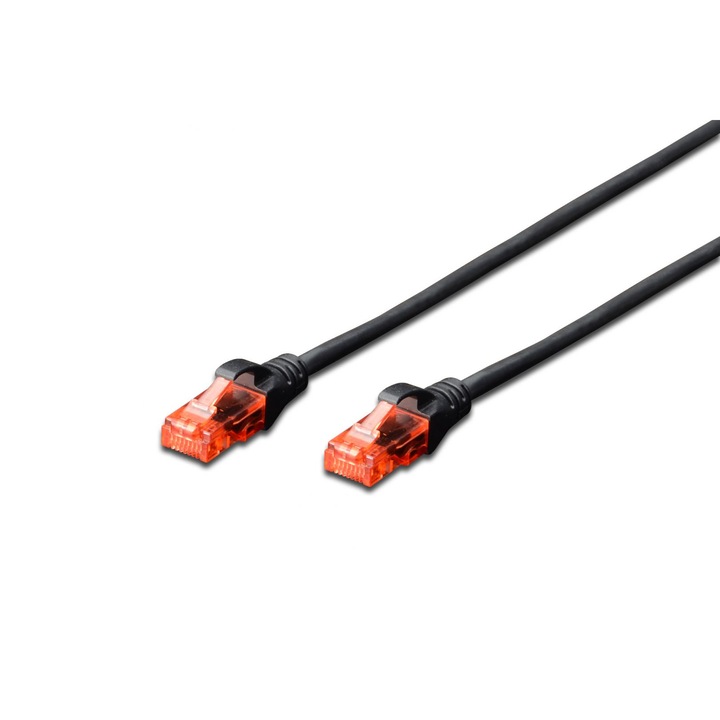 Digitus CAT6 U-UTP Patch Cable 0,25m Black, 150128, Hálózati kábelek
