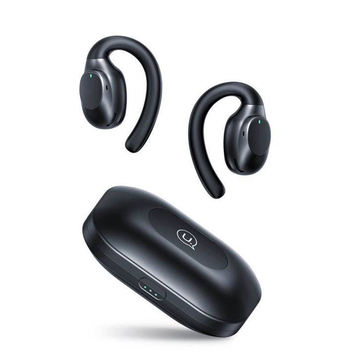 Безжични спортни слушалки от USAMS Bluetooh 5.3, 40h HD аудио стерео възпроизвеждане, чувствително управление с докосване, вграден микрофон, 600mAh кутия за зареждане, водоустойчиви, IPX4, шумопотискане, слушалки с кука за слушалки