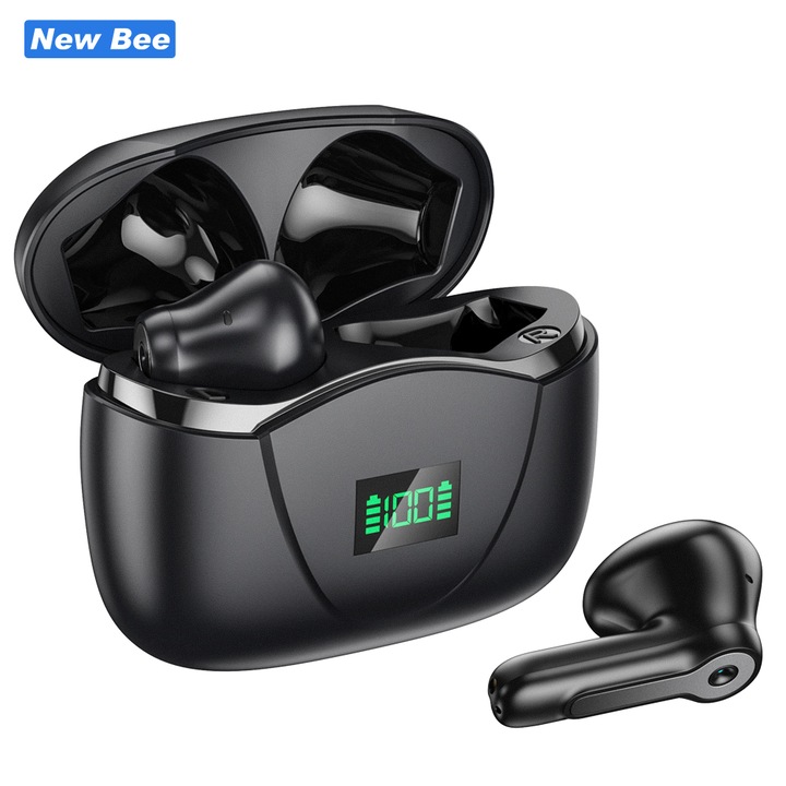 Casti Wireless in ear Saphiro S15, Sport, Stereo, Bluetooth 5.2, Negru