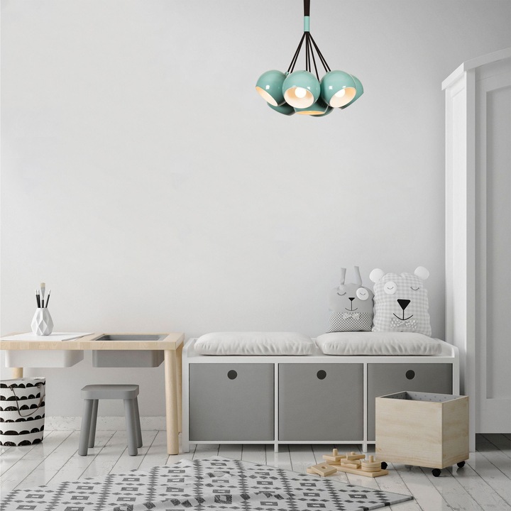 Lustra, Sivani-MR-629, Alb-Turcoaz, 45 x 15 x 108 cm