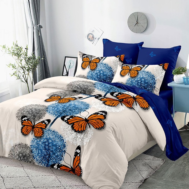 Lenjerie de pat cu Elastic 180x200, Dormy, Hee, Finet, 6 piese