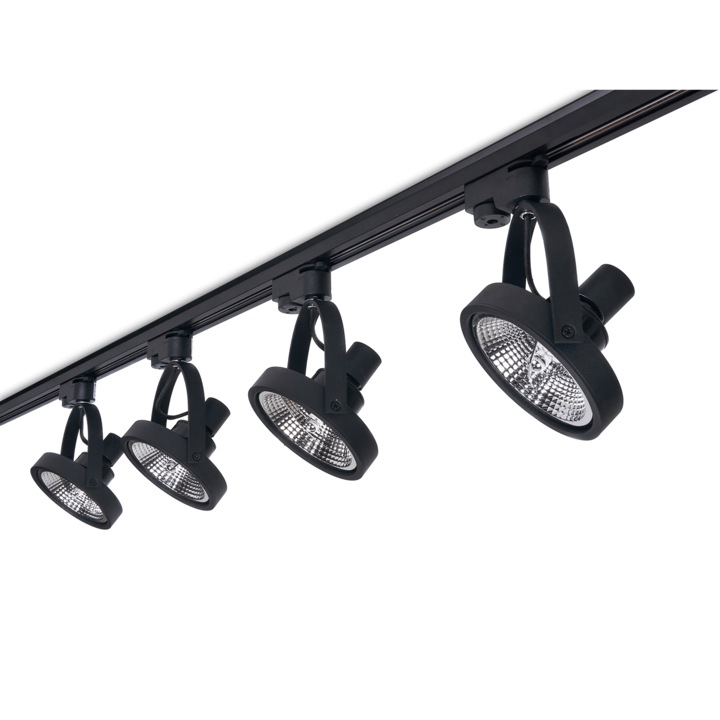 Set Steka Leon spoturi pe sina LED AR111 GU10 x4 + sina 2m, Negru