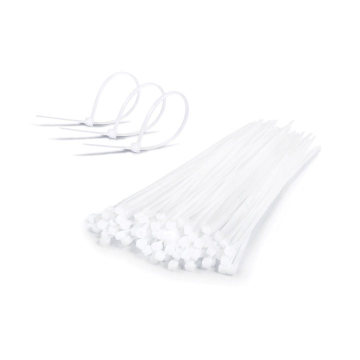 Kábelkötegelő 3x150mm, fehér, 100db