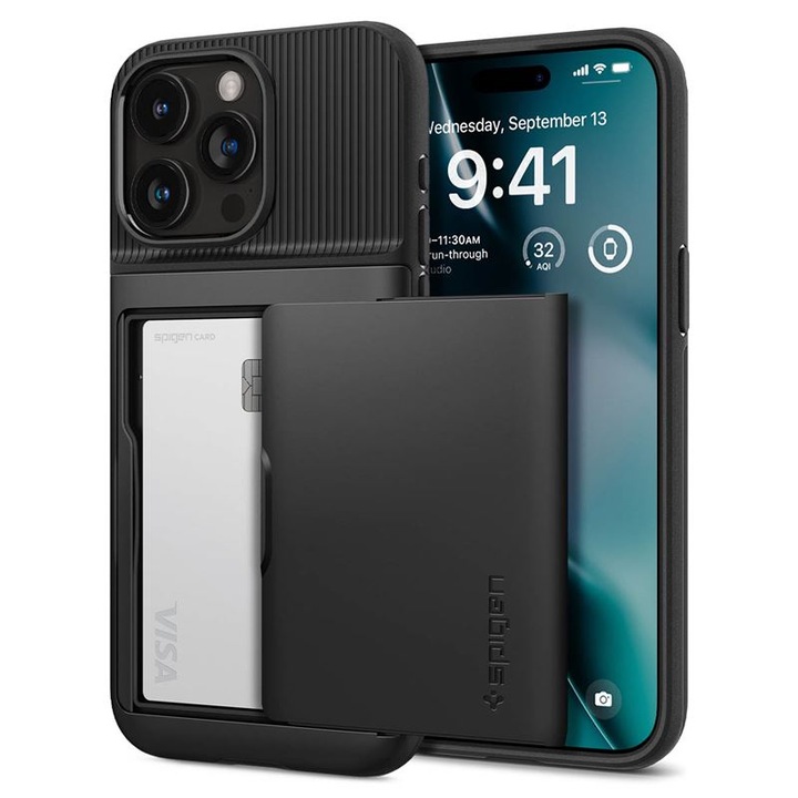 Панел Spigen Slim Armor CS за Apple iPhone 15 Pro Max, черен