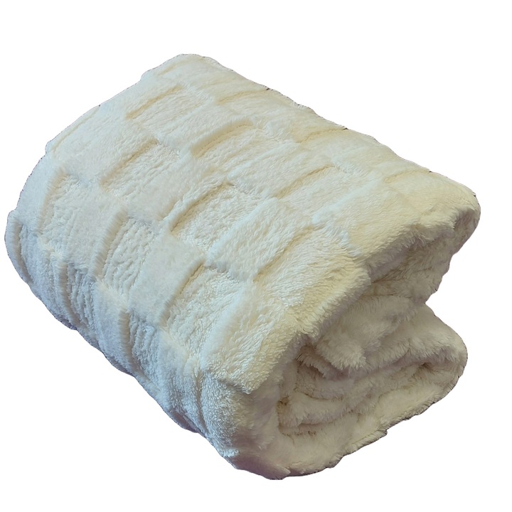 Uramag Cocolino bolyhos takaró, négyzet alakú 3D hatás, franciaágy 200 x 230 cm, csontszínű