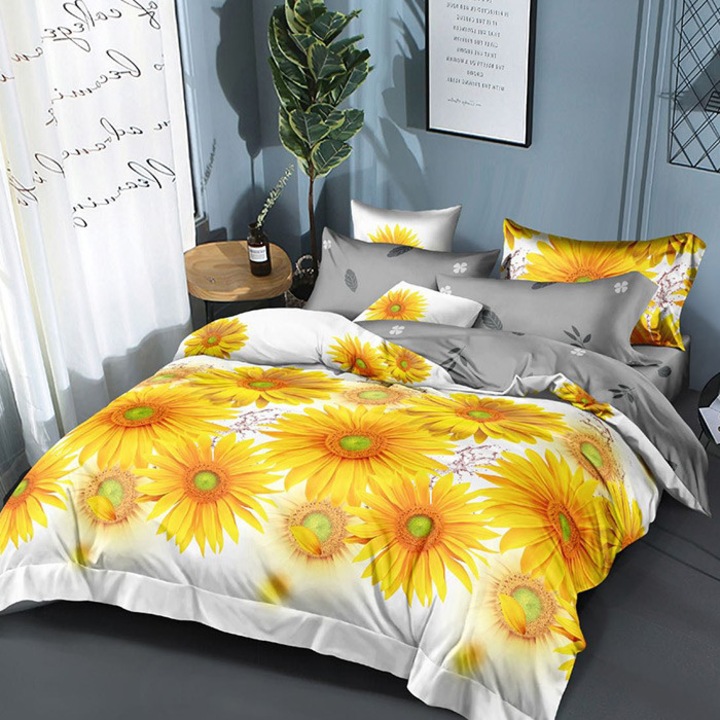 Lenjerie de pat cu Elastic 180x200, Dormy, Mirka, Finet, 6 piese