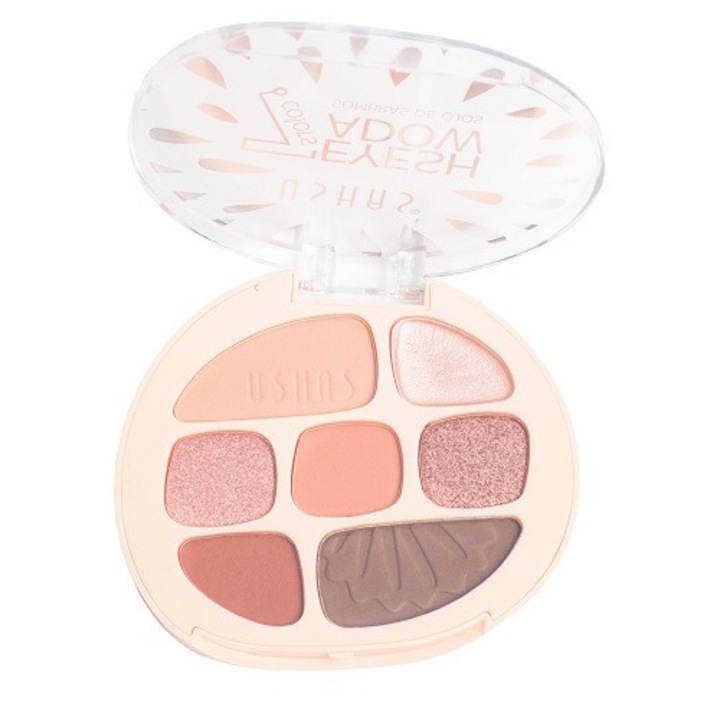 7 természetes szemhéjpúder paletta, Ushas, Natural, Barna, 06