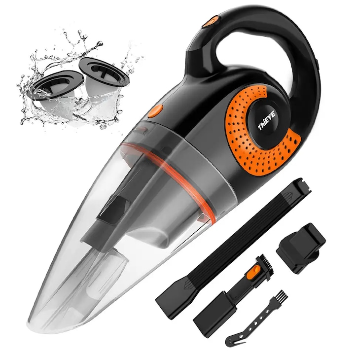 Aspirator auto ultra puternic, putere de aspirare 13000Pa, wireless multifunctional reincarcabil, 16V, baterii incorporate 4x2200mAh, motor 120W