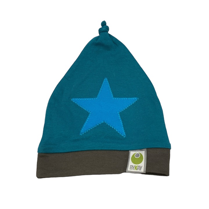 Caciula bebe, ByKay, Bumbac, 36 - 38 cm, Albastru