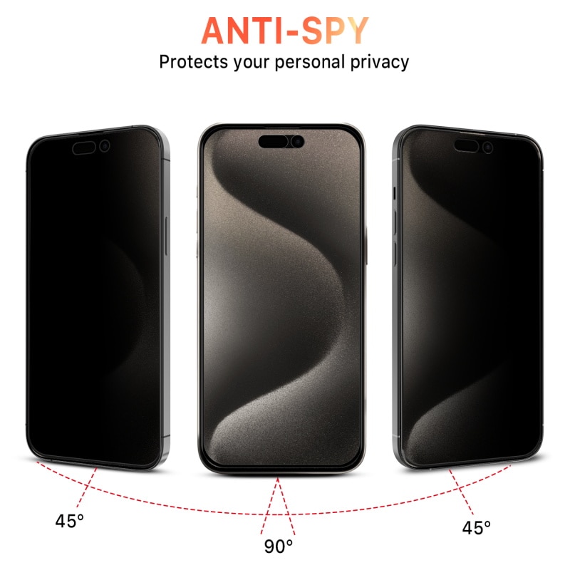 Folie protectie telefon, Tech Armor, Sticla, Privacy, Compatibil cu Apple iPhone 15 Plus, Negru