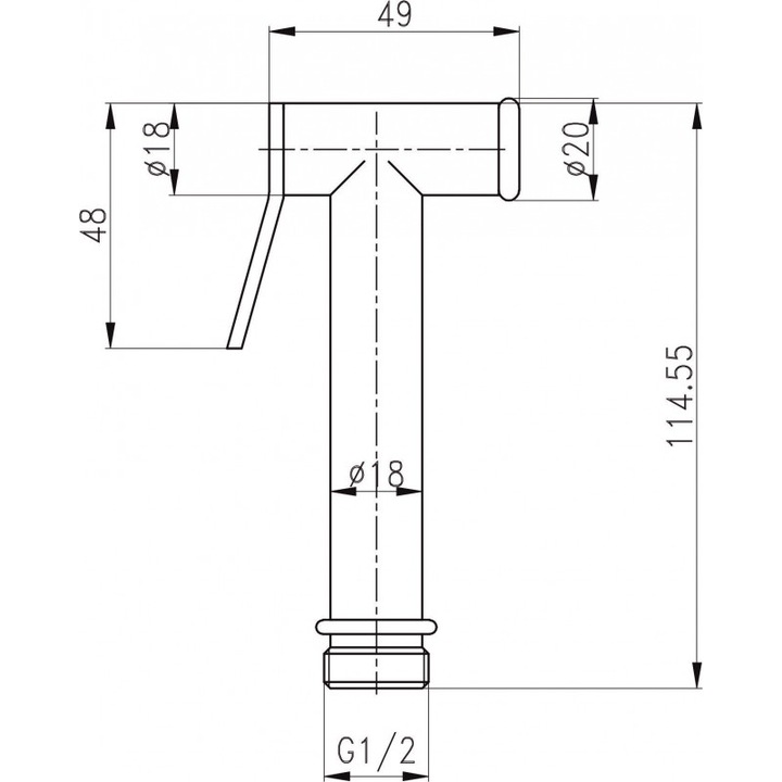 Бидетна слушалка Inter Ceramic ICH, Ергономичен бутон, Регулируем дебит, Месинг, Злато