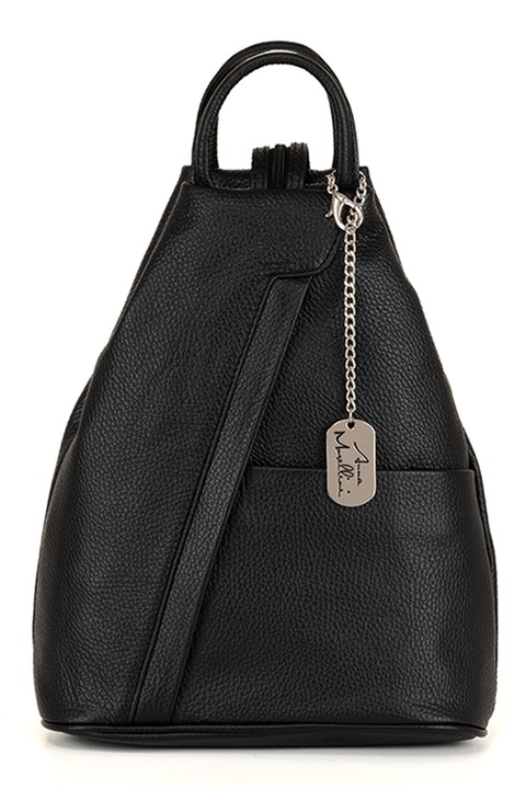 Anna Morellini, Rucsac din piele cu barete cu fermoar, Negru