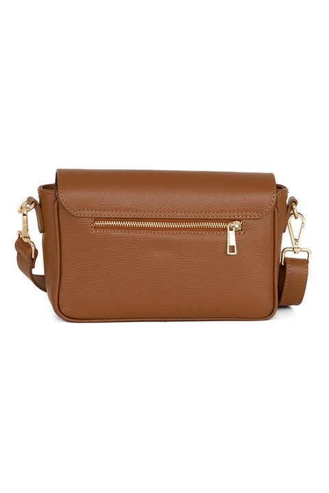 Anna Morellini, Geanta crossbody din piele cu sistem metalic, Maro scortisoara