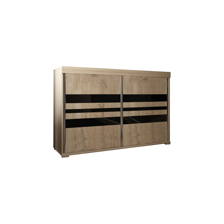 Madrid 6 komód, expedo, 120x94x45, tölgy sonoma/fekete üveg