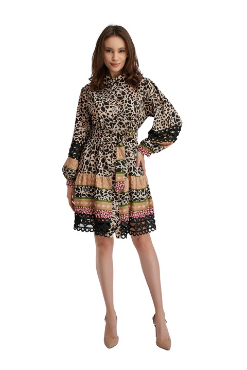 Rochie maneca lunga Theona, Maro, Leopard