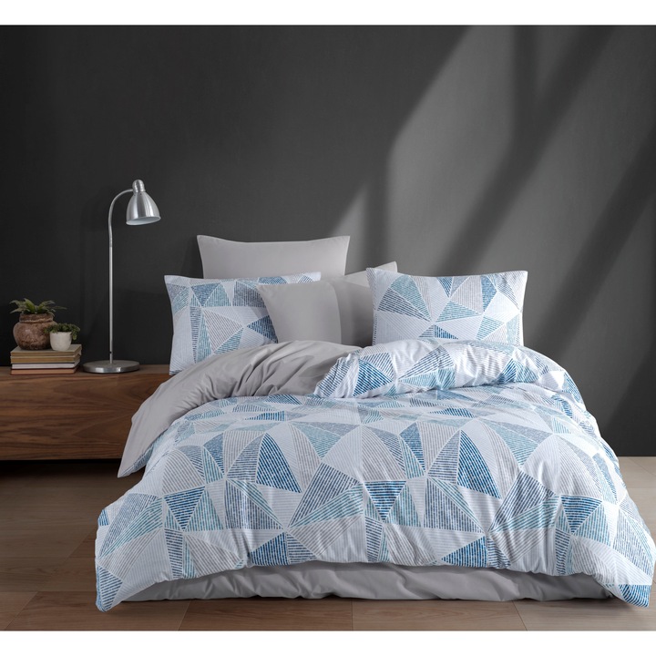 Trieste, set cuvertura de pat din 3 piese, 100% bumbac, simplu, cu fermoar, 140x200cm