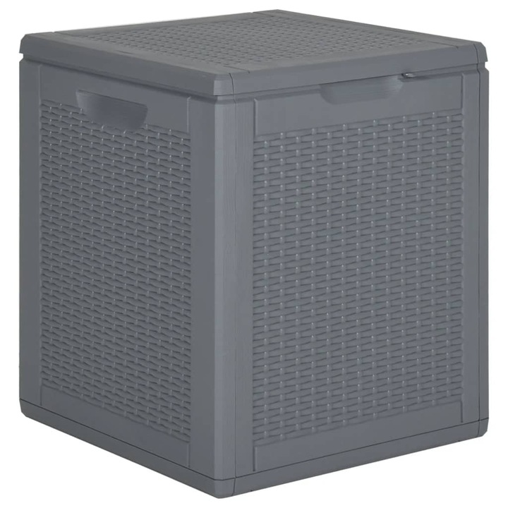 Cutie de depozitare pentru gradina vidaXL, gri, 90 L, PP ratan, 43 x 44 x 51 cm, 3.73 Kg