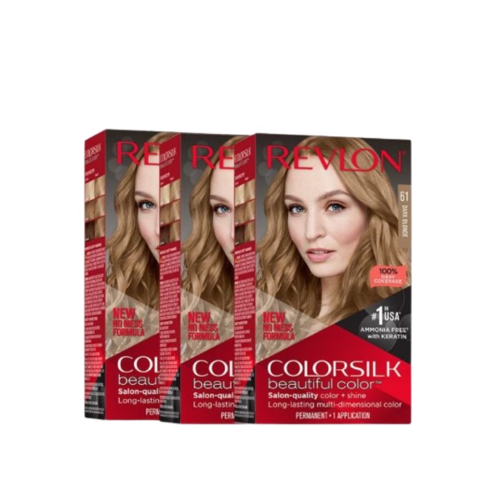 Set 3 Bucati Vopsea de Par Revlon Colorsilk 61 Dark Blonde 390ml