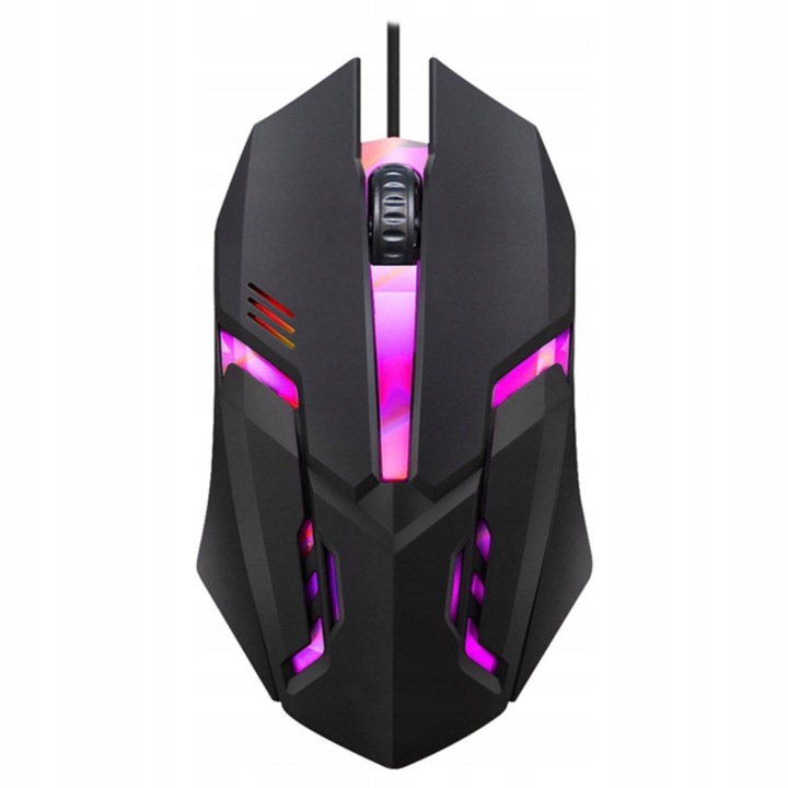 Mouse cu fir, FanTech, Senzor optic 3D 1200 DPI, Rotita de derulare cu nervuri silentioase pentru derulare confortabila, Retroiluminare LED RGB, Plastic rezistent cu textura mata, Multicolor