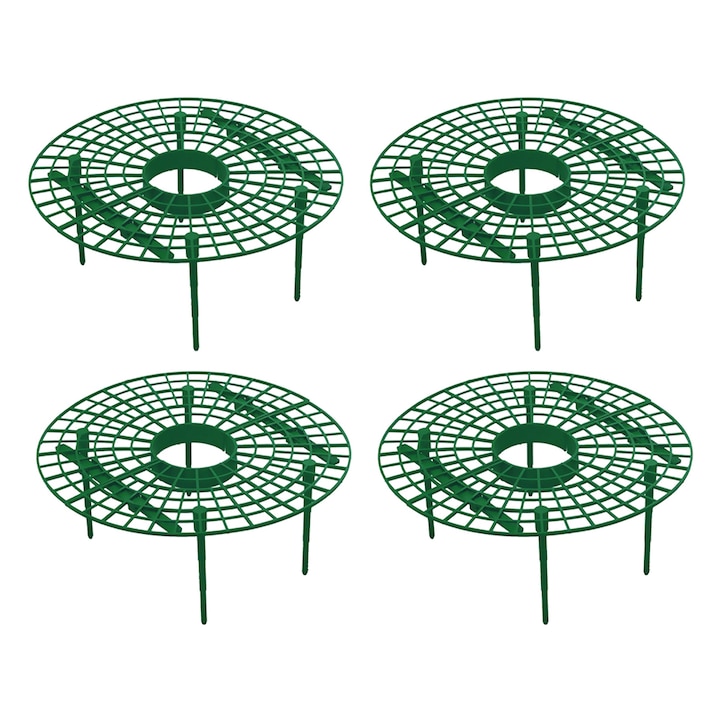 Set 4 bucati suport din plastic pentru capsuni, Polipropilena, 30 x 10 cm, Verde