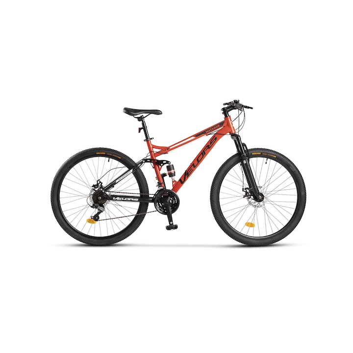Bicicleta MTB de munte Velors Matador JSX2763, suspensie fata/spate Genius, roata 27.5 inch, frane pe disc, 21 Viteze, rosu cu negru