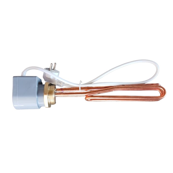Rezistenta monofazata 3 KW conectie filetata 1 1/2" cu termostat Tormec pentru boilere si puffere