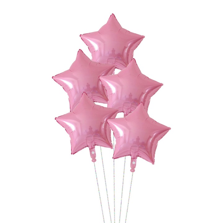 Set 5 baloane folie stea, It's Party Time, culoare roz, 45 cm