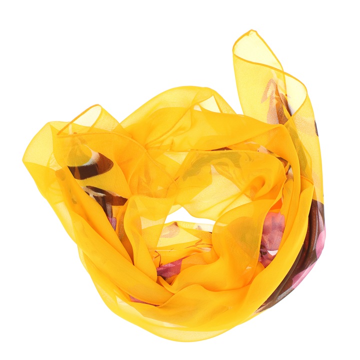 Esarfa, de dama, Buticcochet, din poliester, imprimeu cu trandafiri, 50x160 cm, Portocaliu - ES2180