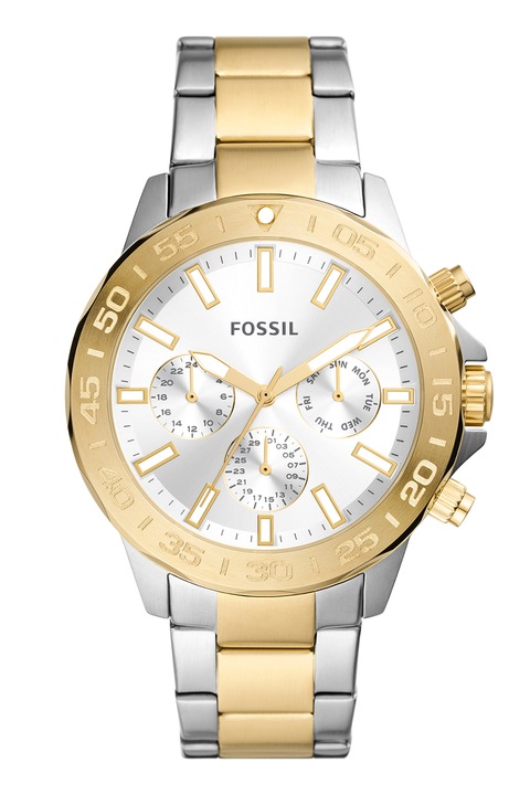 Fossil, Ceas din otel inoxidabil cu functii multiple, Argintiu, Auriu