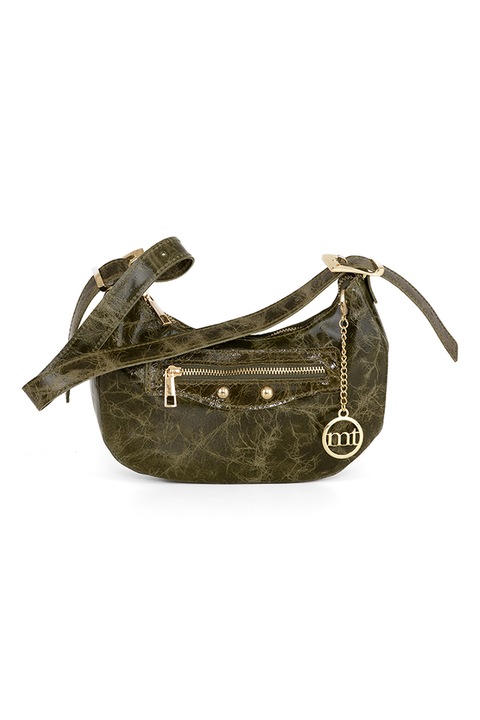 Mia Tomazzi, Geanta de piele cu bareta si logo, Verde militar