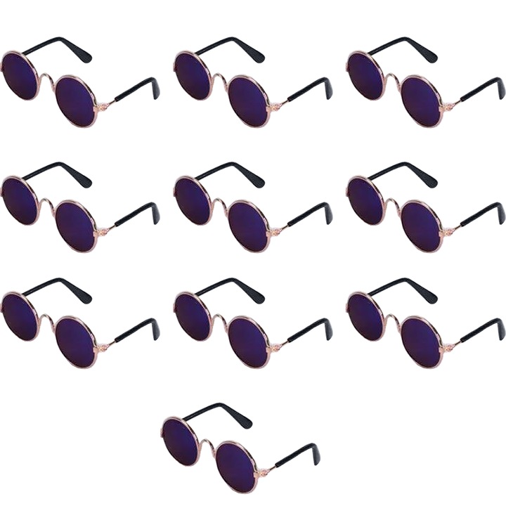 Ochelari de soare rotunzi pentru animale mici, AMRINUGL, albastru, set de 10 bucati