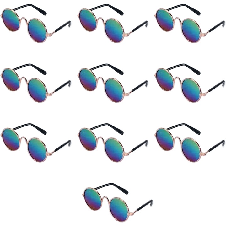 Ochelari de soare rotunzi pentru animale mici, AMRINUGL, set de 10 bucati, multicolor