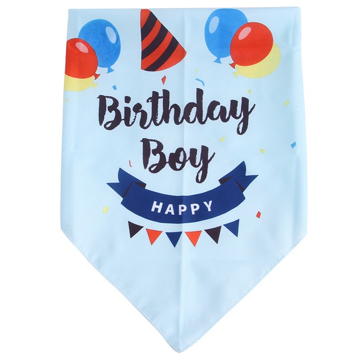 Bandana pentru caini La multi ani cu bandana pentru caini Birthday Girl, Bandana pentru caini La multi ani (Albastru, 1)