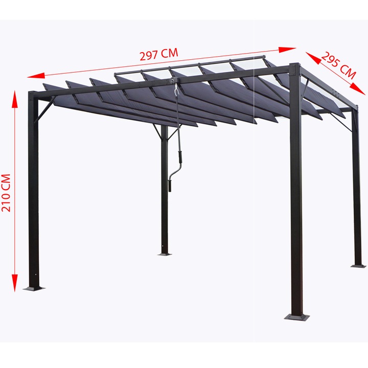 Pergola gradina Kring Louvered, 297x295x210cm