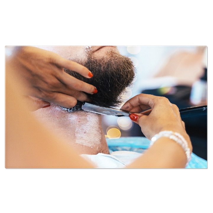 Tablou Canvas: Detaliu in Frizerie - Precizie in ingrijirea Parului 90x60CM