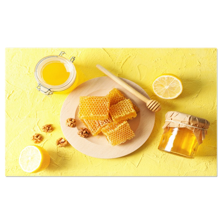 Картина на платно - Естествен аромат - Мед и ядки в буркани 70x50CM