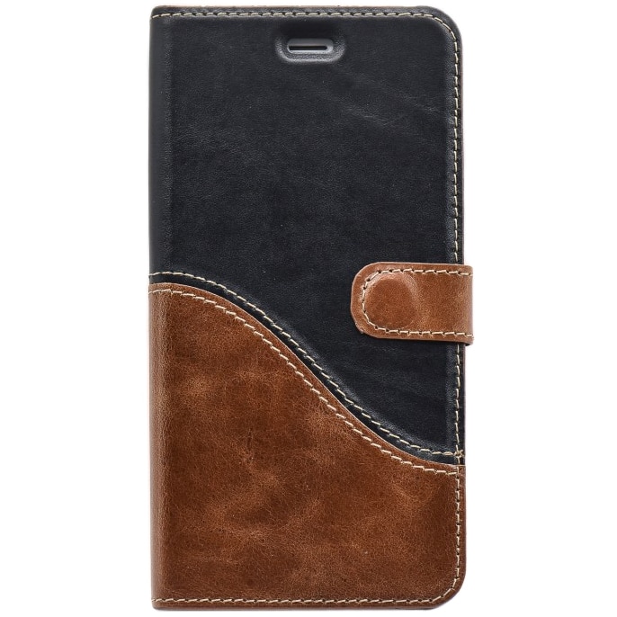 Husa de protectie Tellur Book, Wave, piele, pentru iPhone 8 Plus / iPhone 7 Plus, Negru/Maro