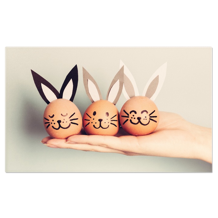 Картина на платно: Рисувани великденски яйца - традиция, изкуство, цветно 40x25CM